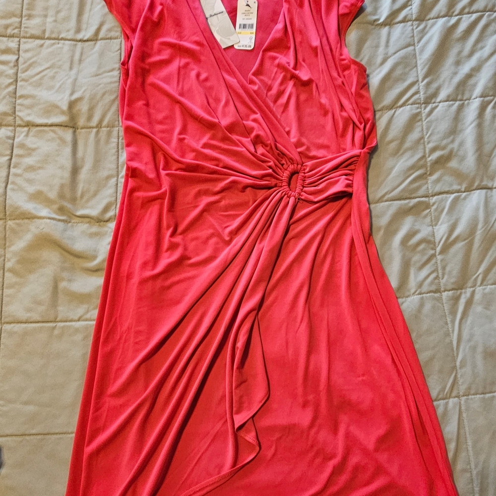Tommy Bahama Pink Asymmetrical Ruched Wrap Dress